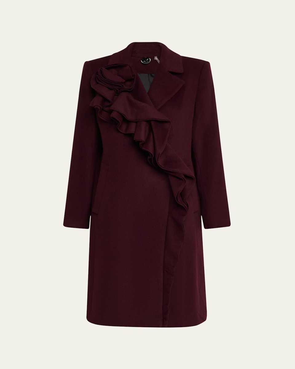 Alora Ruffle Brushed Wool Coat